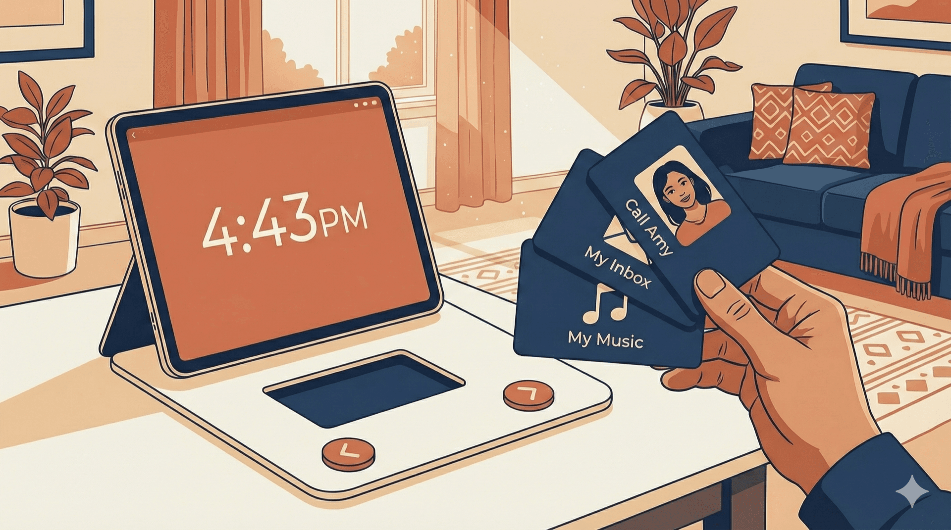 Hand placing card on the Hearth dock